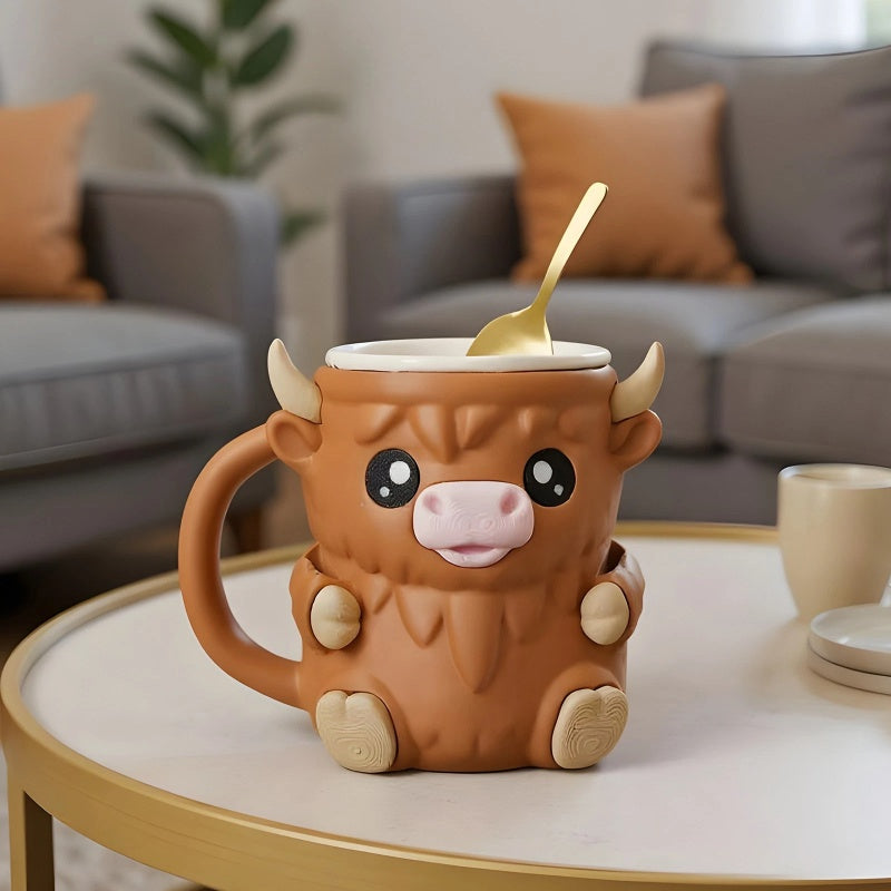 Ferdinand Ice Cream Pint Holder the Highland Cow with Spoon Slots | Eco-Friendly