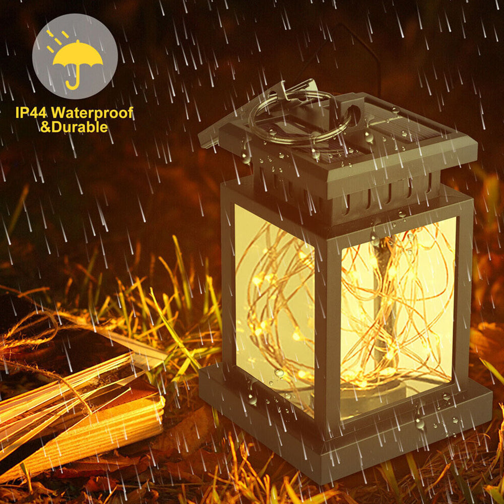 LED Solar Powered Hanging Lantern Lights Waterproof Outdoor Garden Table Lamp