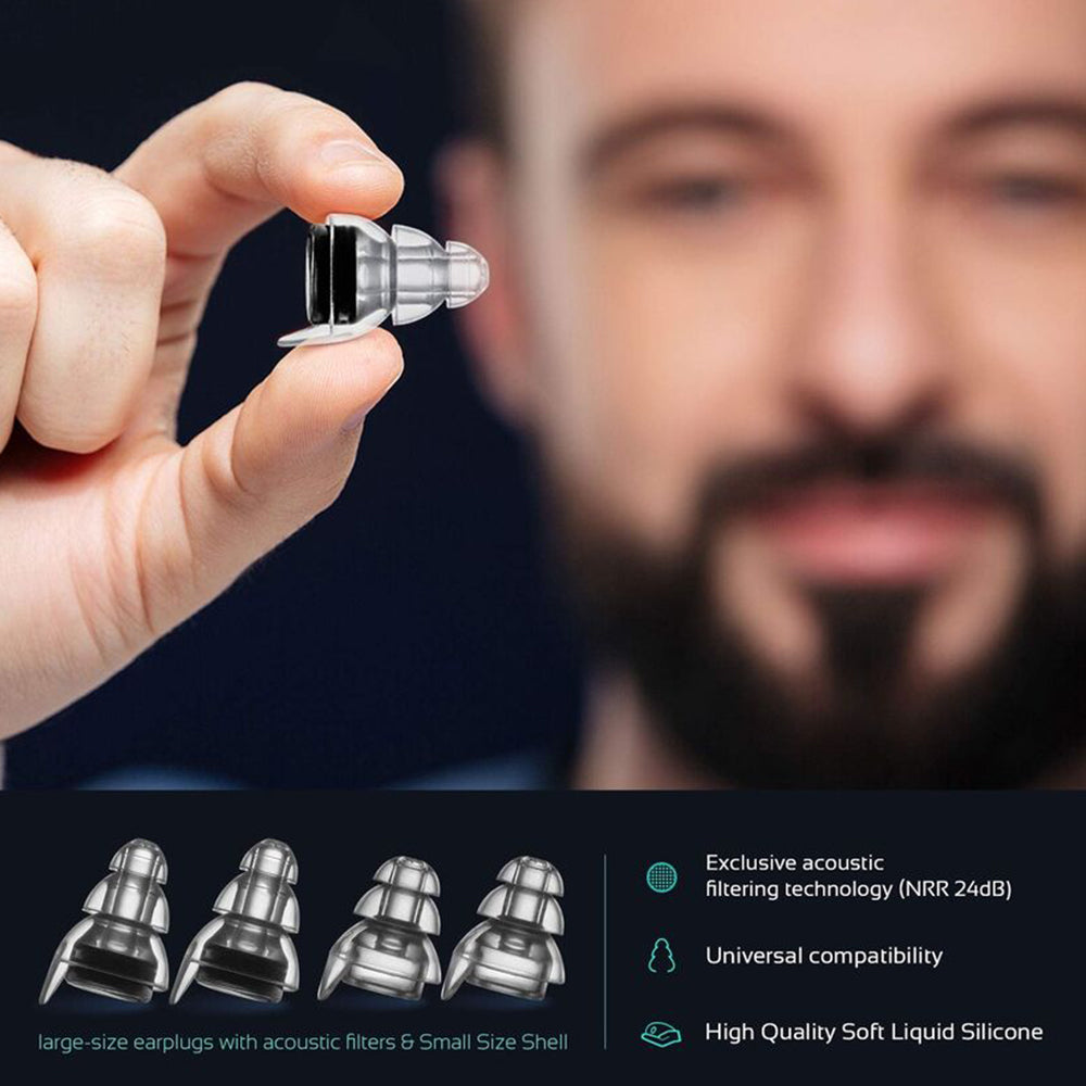 Pair 24dB Concert Earplugs High Fidelity Reusable Musicians Ear Plugs Music Festivals