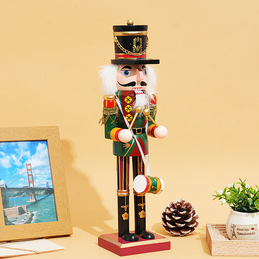Wooden Nutcracker Soldier Figurines | Traditional Christmas Tabletop Decor with Festive Design