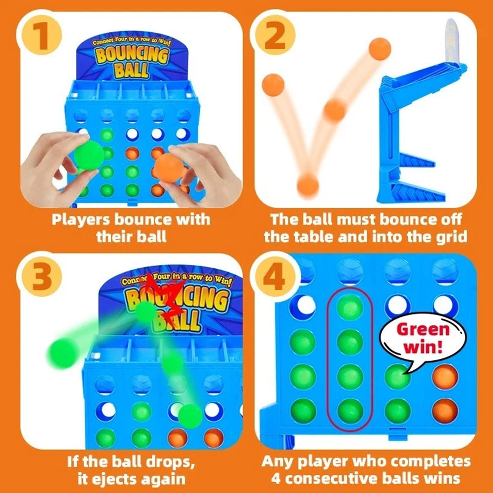 Bounce Ball Grid Strategy Game – Portable Travel Tabletop Line Up Challenge 2-4Players