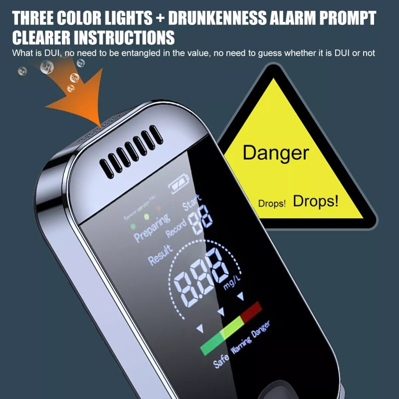 Professional LCD Digital Breath Alcohol Tester – Police-Grade Portable Breathalyzer with Data Memory
