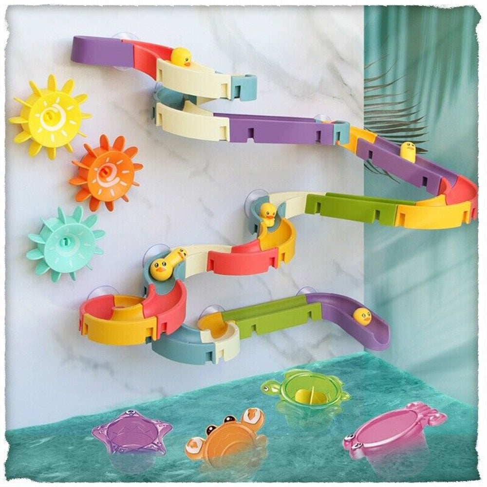 Baby Bath Toys DIY Race Run Assembling Track Bathroom Kids Stacking Cups Toy