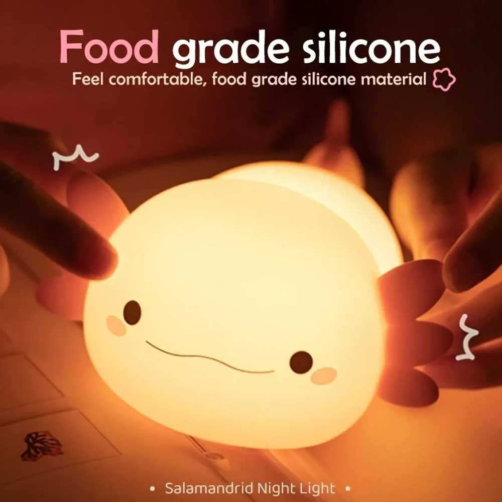Cute Axolotl Nursery Sleeping Lamp Silicone USB Rechargeable Table Lamp
