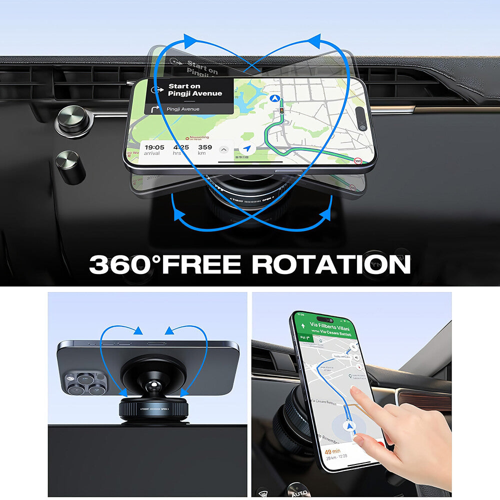 Electric Vacuum Magnetic Suction Cup 360° Rotation Car Phone Holder Stand Mount