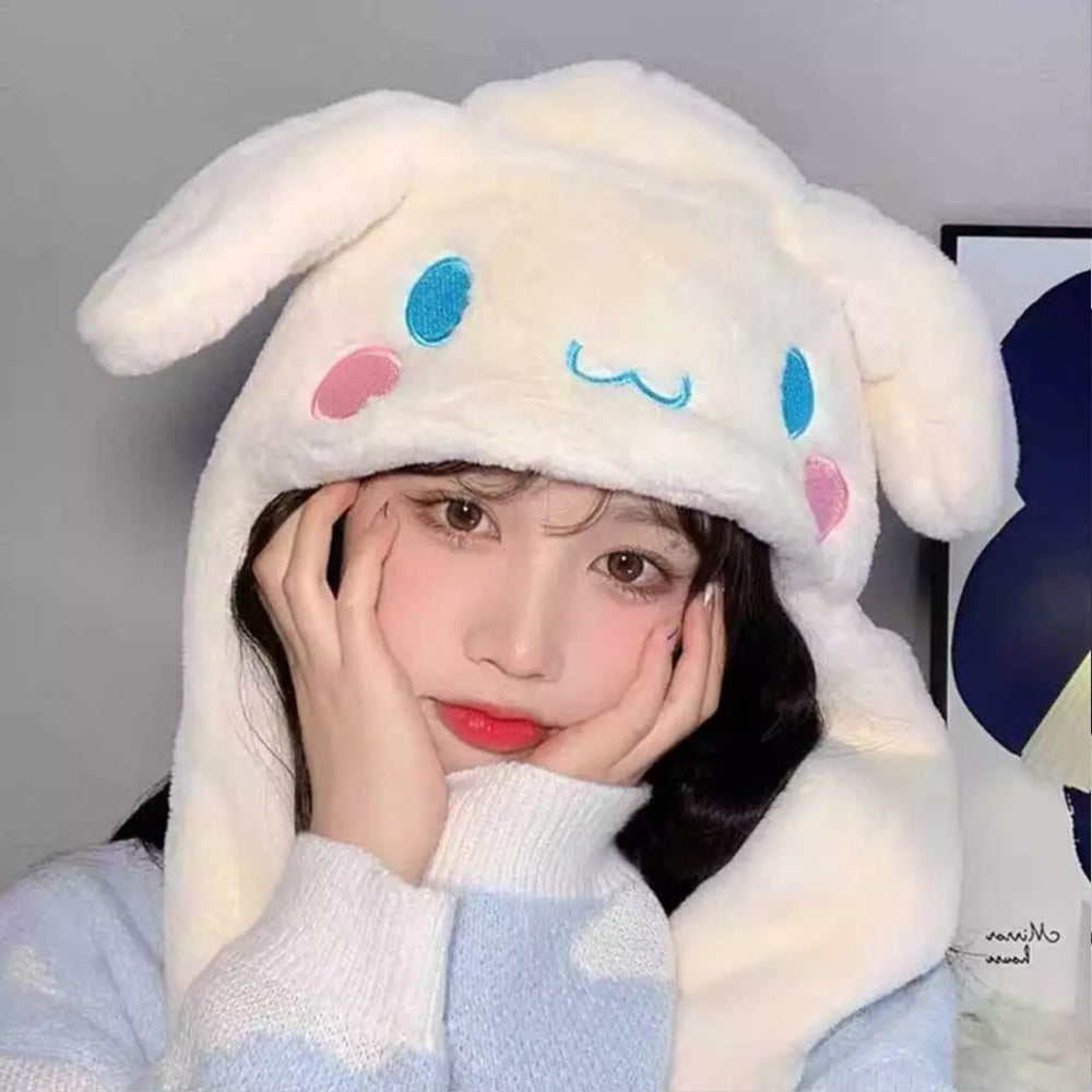 Soft Plush Cap Cute Cinnamoroll Moving UP Ears Hat Cosplay Girl Xmas Gift