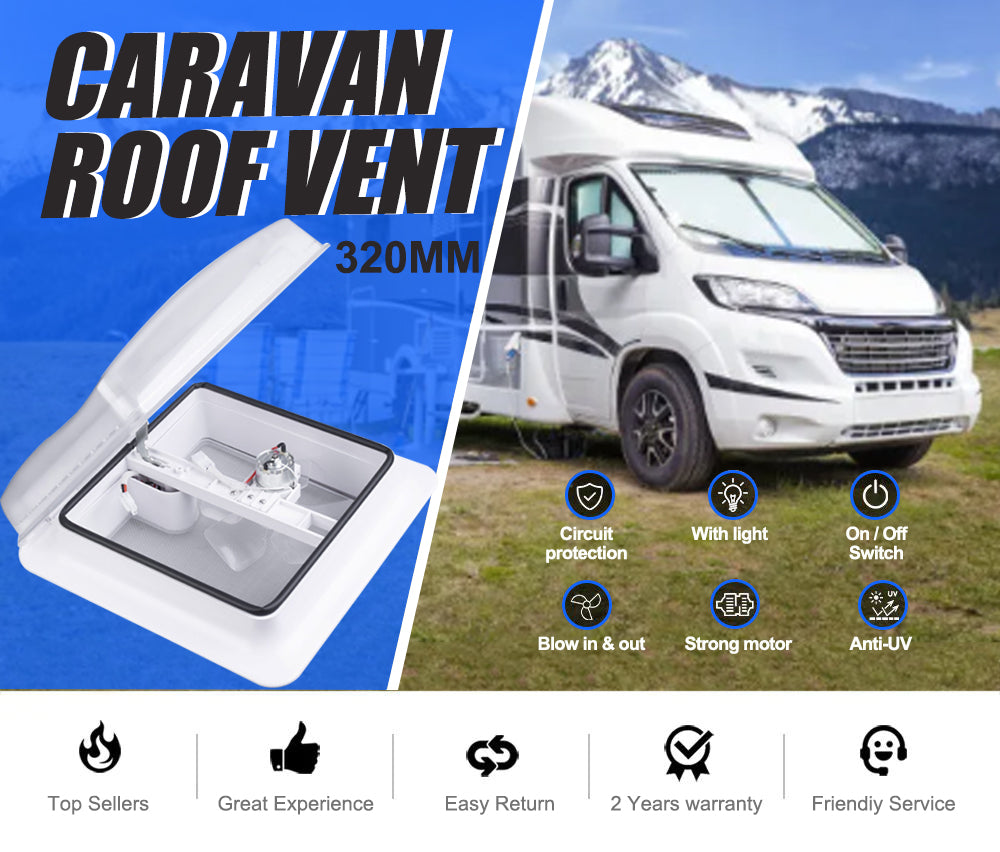 CARAVAN SHOWER HATCH 320MM 12VOLT WITH FAN AND LED LIGHTS