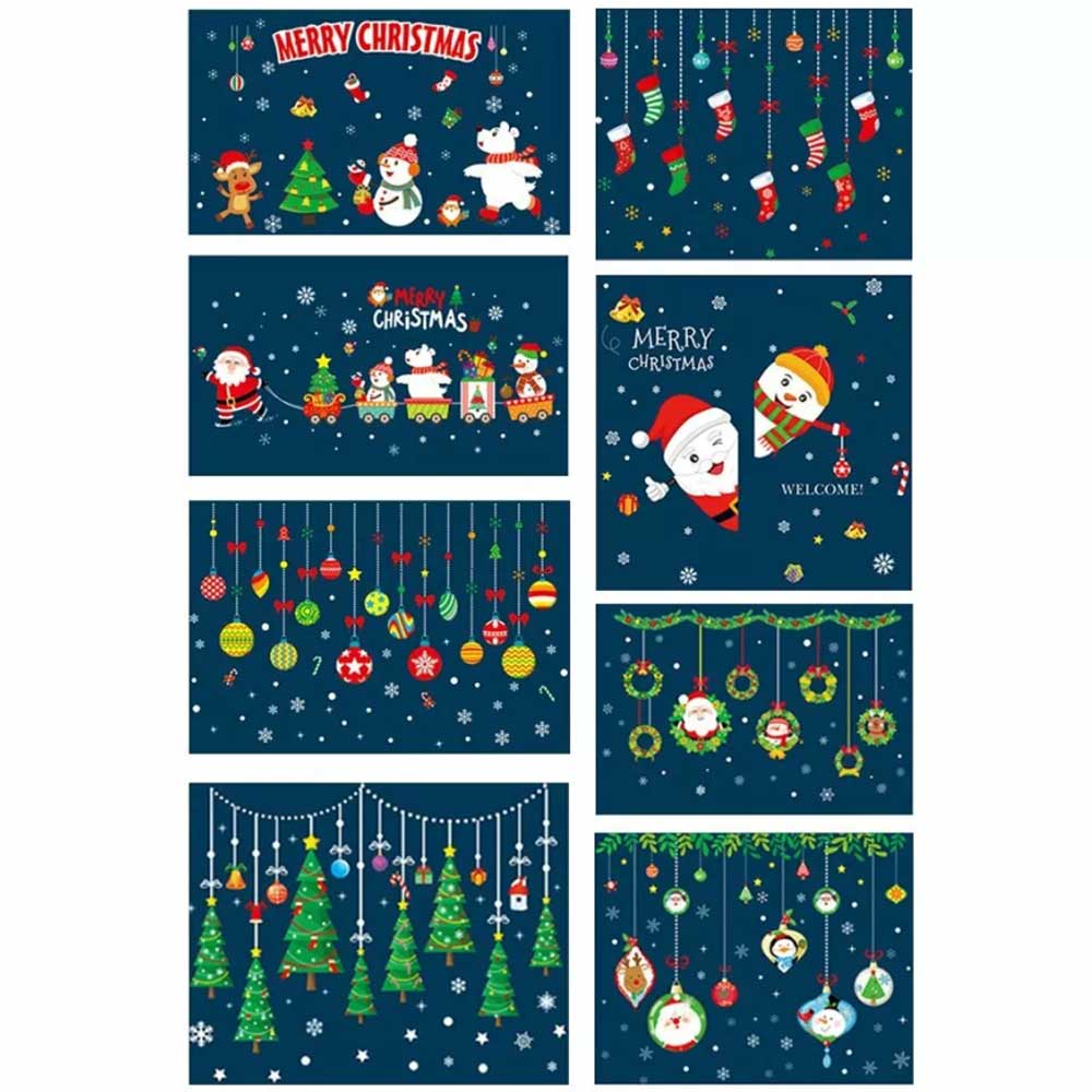 2PCS Christmas Santa Removable Window Stickers Festival Art Decal Wall Home Xmas