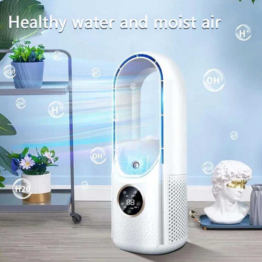 Portable Air 6 Speed Silent Timer Air Conditioner Cooler Leafless Electric Fan