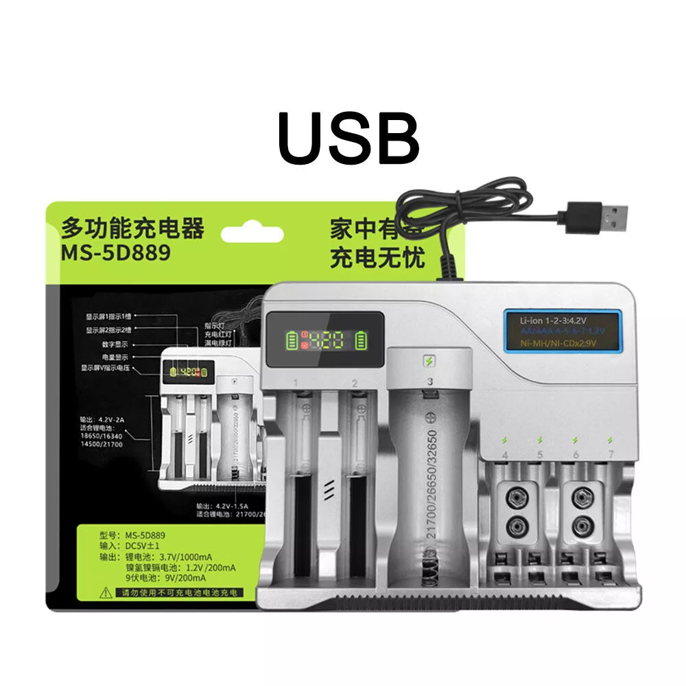 LCD Smart Battery Charger For AAA AA 9V Ni-MH Ni-CD Rechargeable Batteries