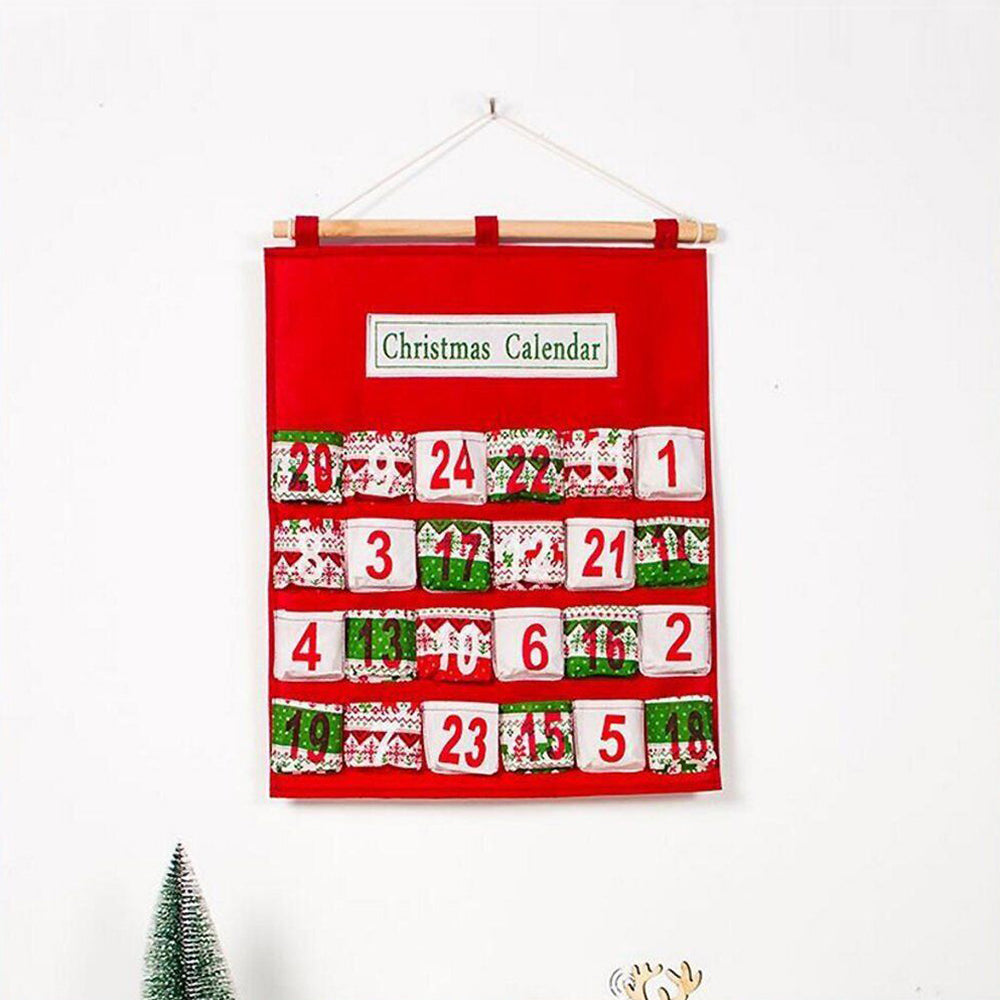 Christmas Advent Calendar 24days Bag Felt Hanging Countdown Pocket Xmas Tree