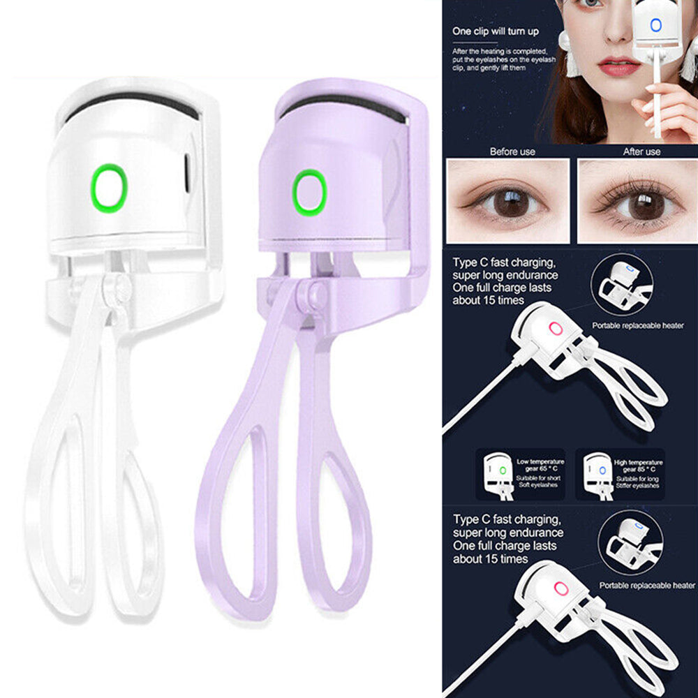 Electric Heated Curling Eyelash Tool Double Eyelash Curler USB Rechargeable