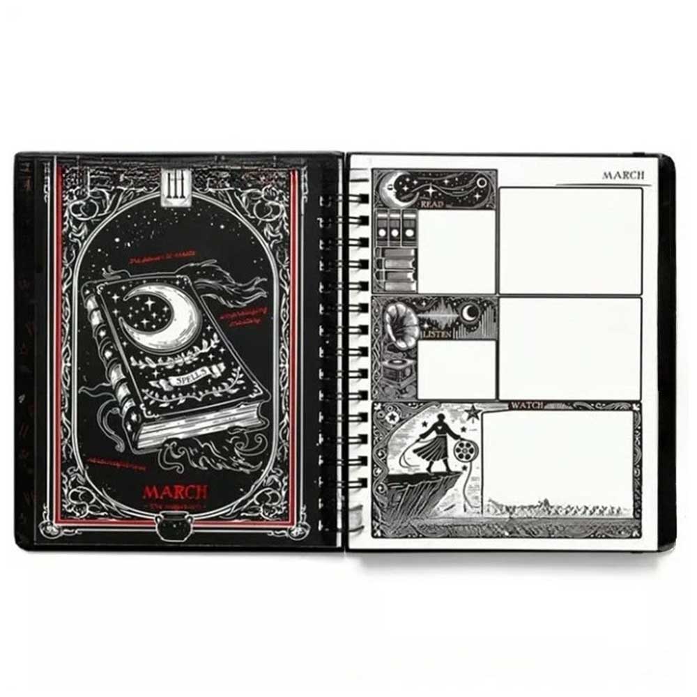Waiting for the Night 2026 Weekly Planner - Spiral Bound Gothic Diary Notebook