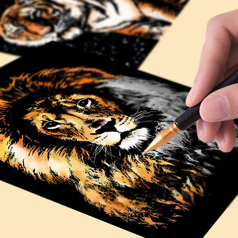 4PCS Scratch Art Rainbow Paper A4 for Adults and Kids DIY Art Craft Painting Scratchboard