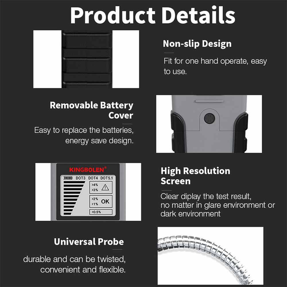 Car Brake Fluid Tester Intelligent Brake Fluid Detector for DOT3 DOT4 DOT5.1