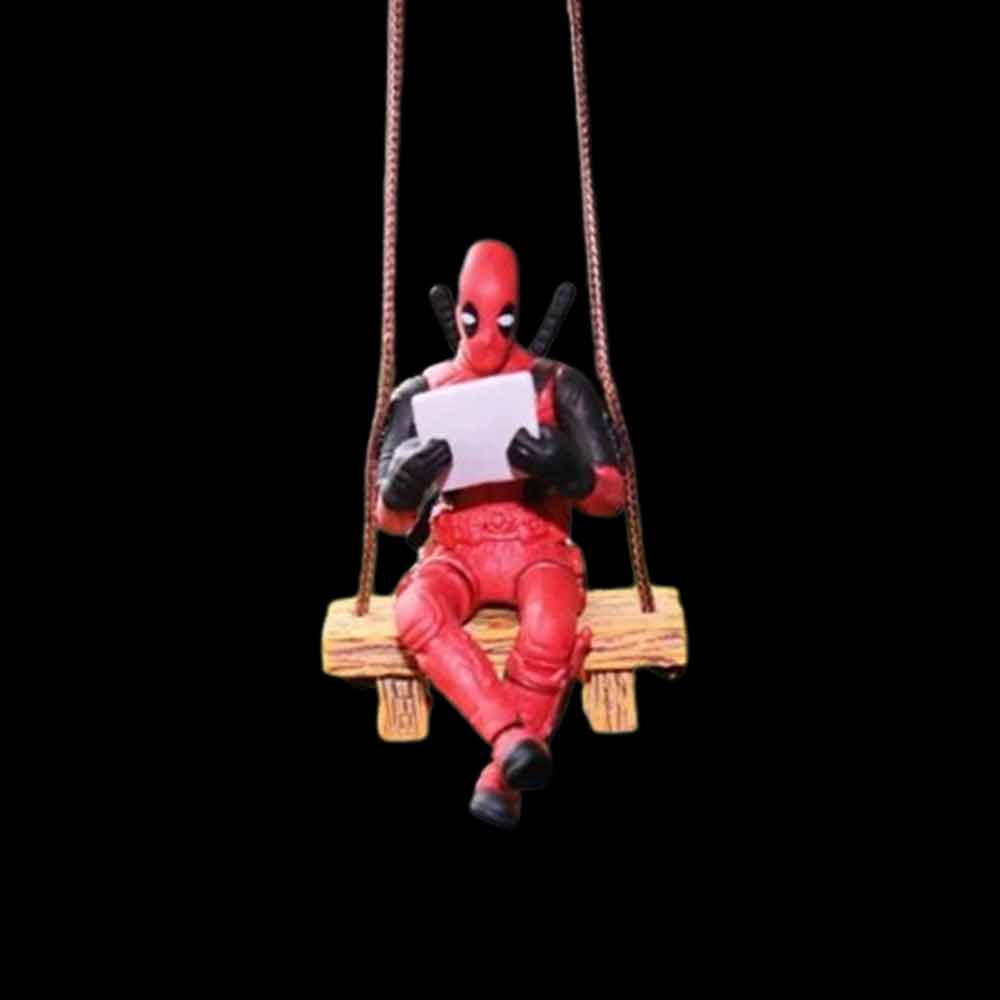 Deadpool Car Interior Decoration Cute Swing Reading Book Rearview Mirror Pendant