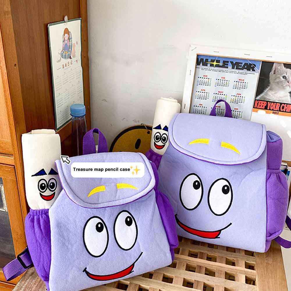 Dora the Explorer Plush Backpack with Interactive Map – Purple Kids Adventure Bag for School & Dress-Up