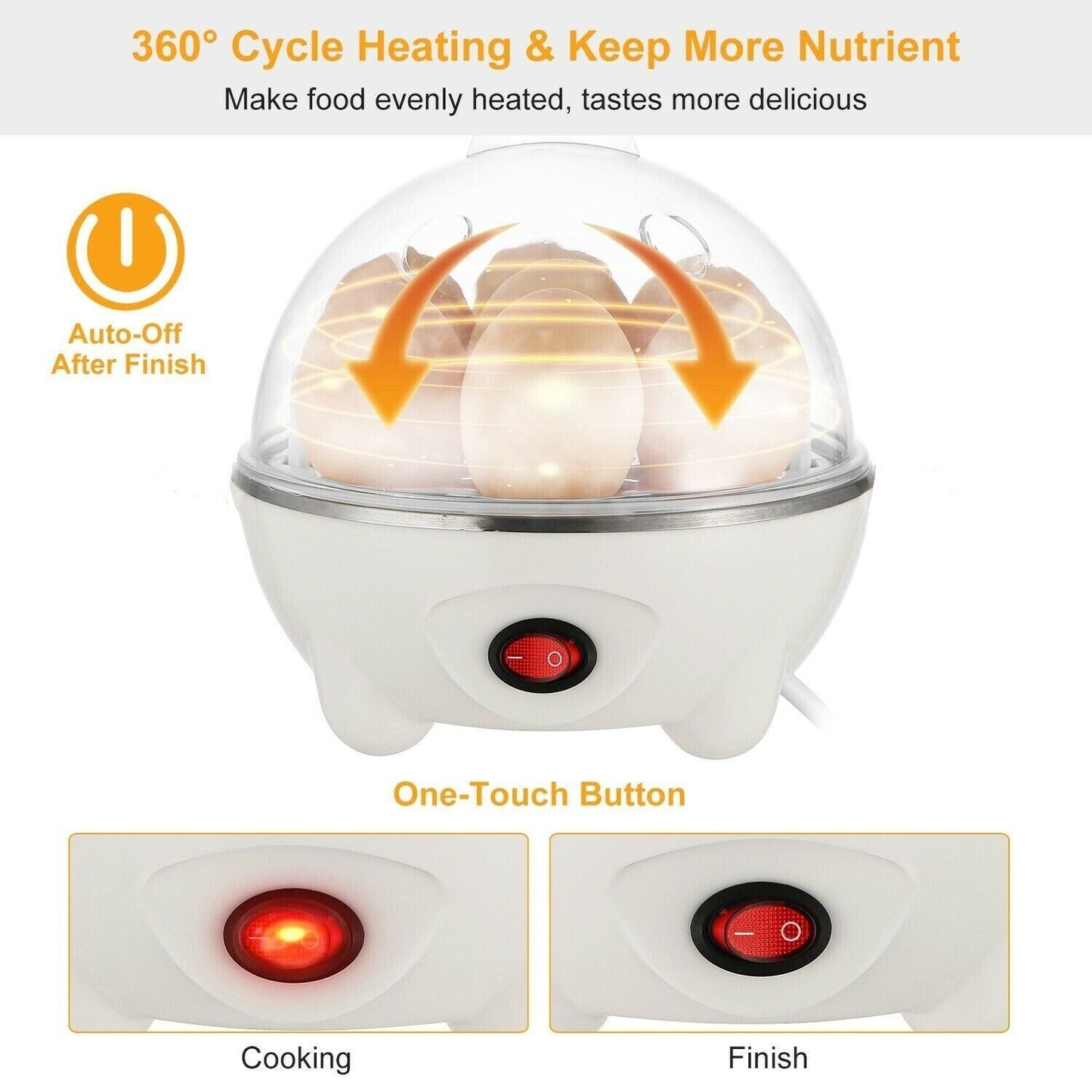 Electric Soft Hard Egg Boiler Bowl Poacher Steamer Noise Free Cooker AU Plug