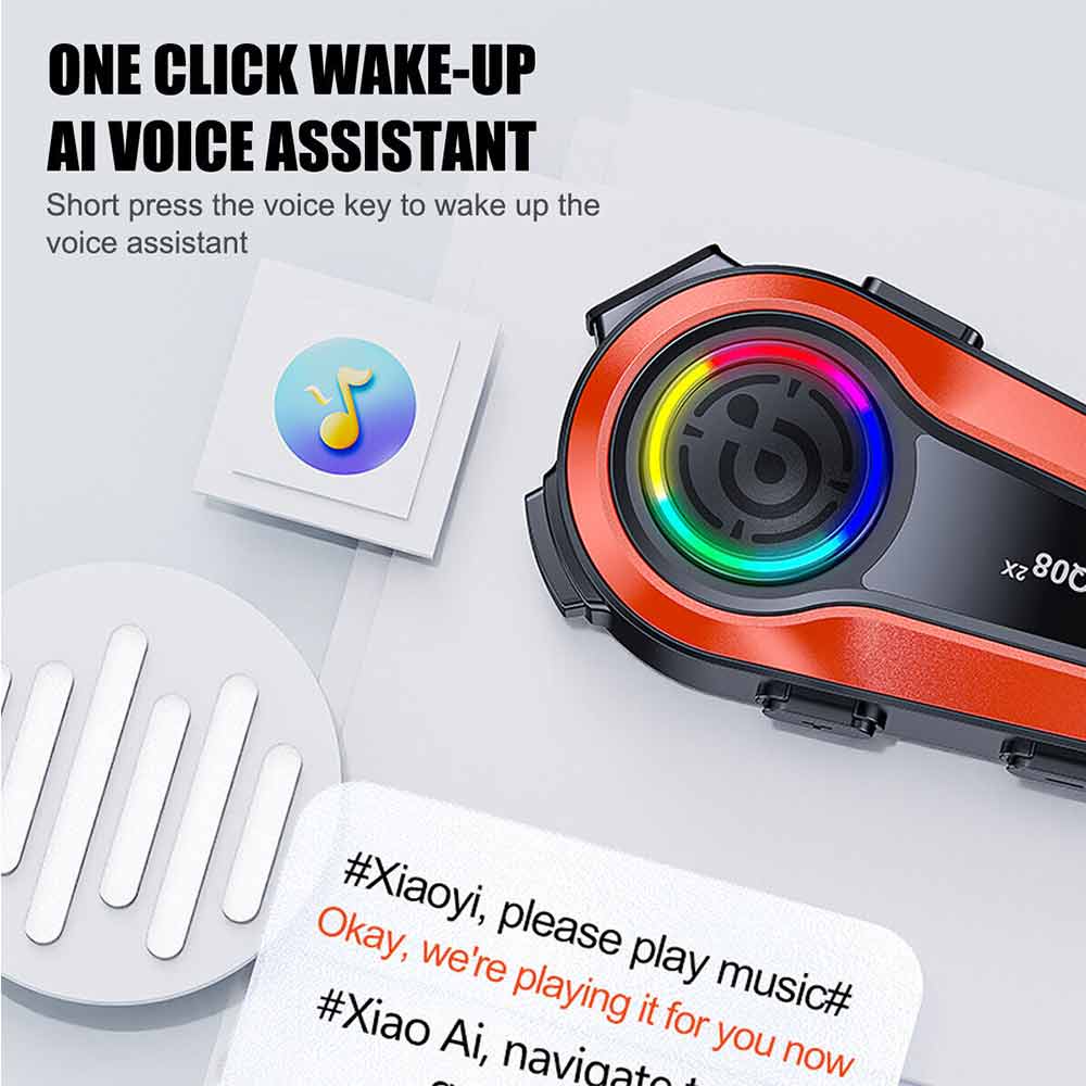 Bluetooth 5.0 1000M Motorcycle Helmet Intercom Headset Motorbike Interphone