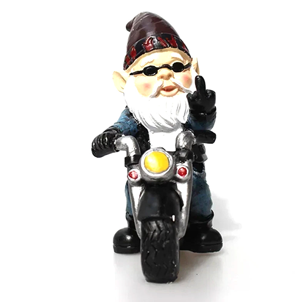 Naughty Gnome Riding Motorcycle Statue Funny Resin Crafts Home Garden Decoration