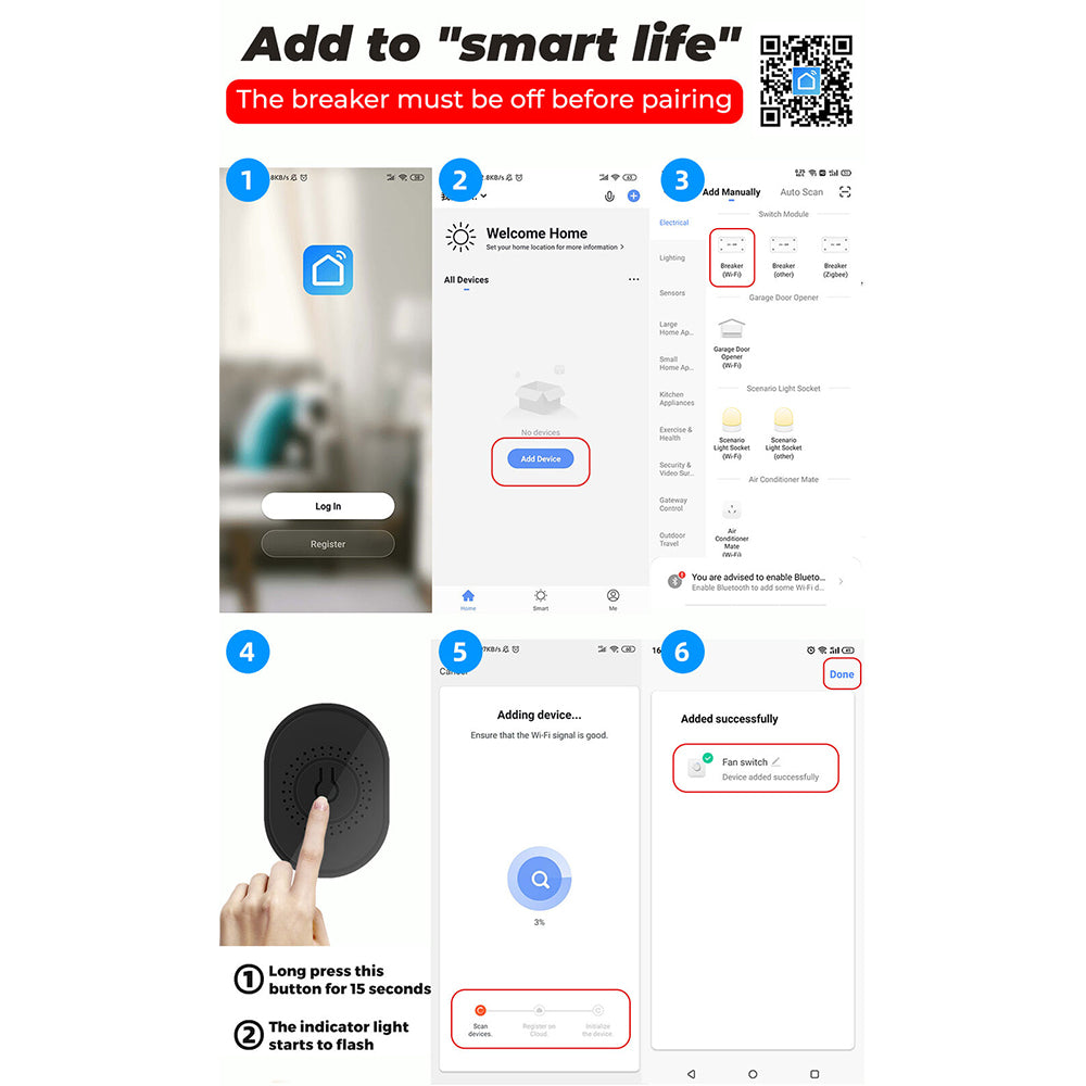 For Tuya Wireless WIFI Ceiling Fan Switch On-off Controller Smart APP Control