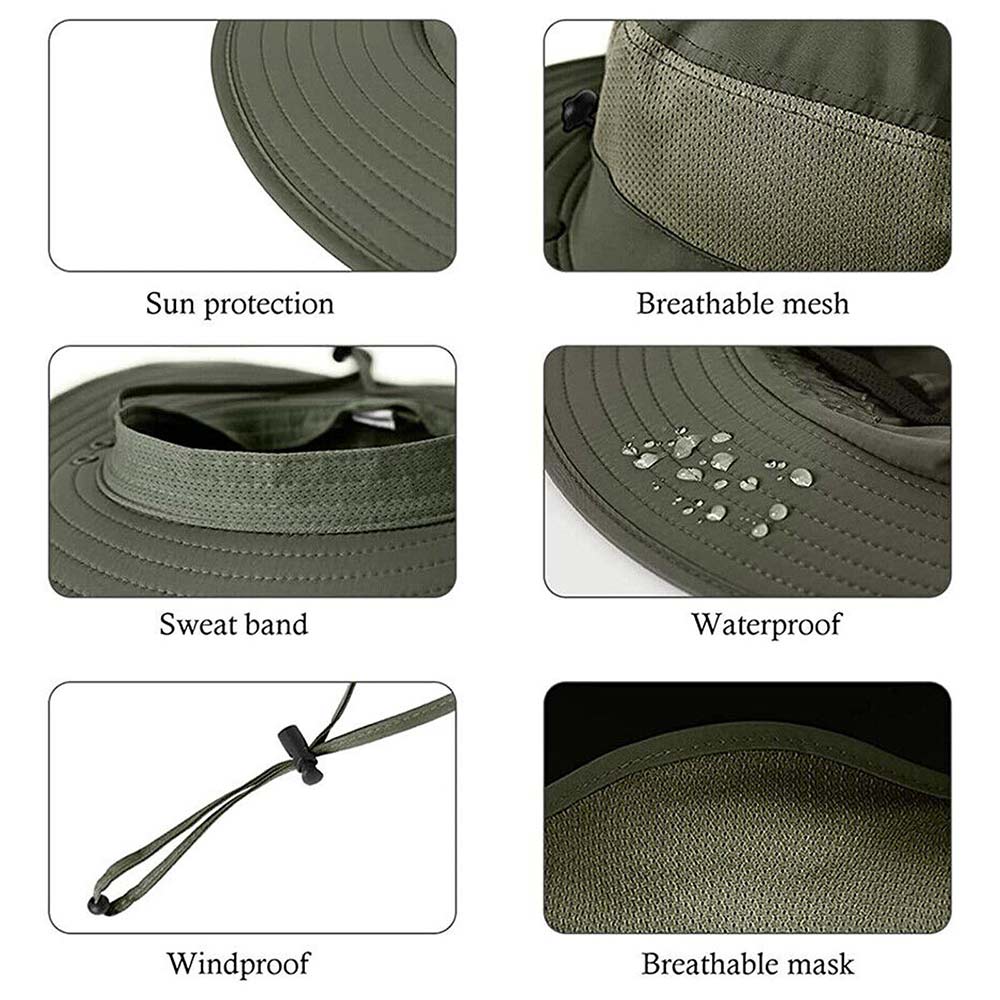 Outdoor Sun UV Protection Fishing Cap Neck Face Flap Hat Wide Brim Cover Summer