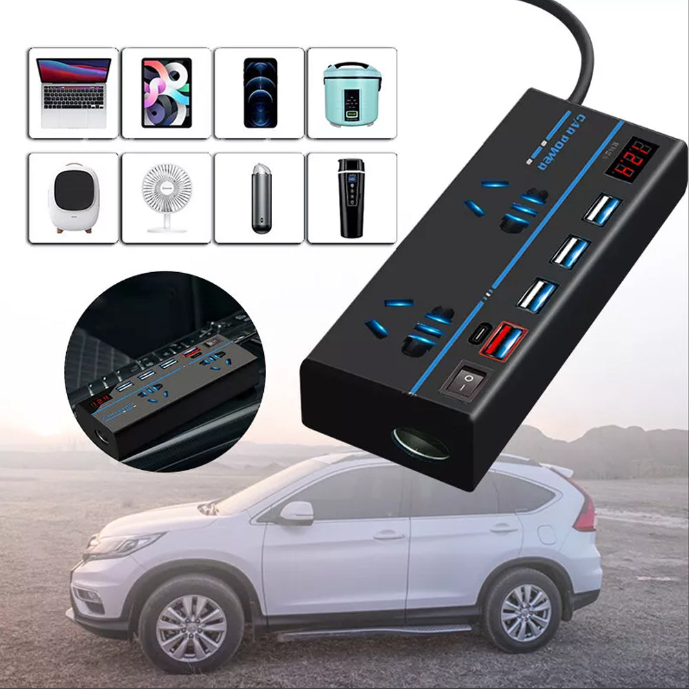 12V to 240V AC Converter 200W Car Power Inverter W/ 4USB Phone Charger Vehicle