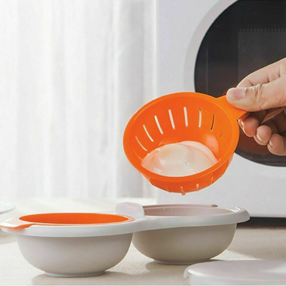 Kitchen Two Eggs Poacher Egg Bowl Holder Microwave Oven Novelty Breakfast Cooker
