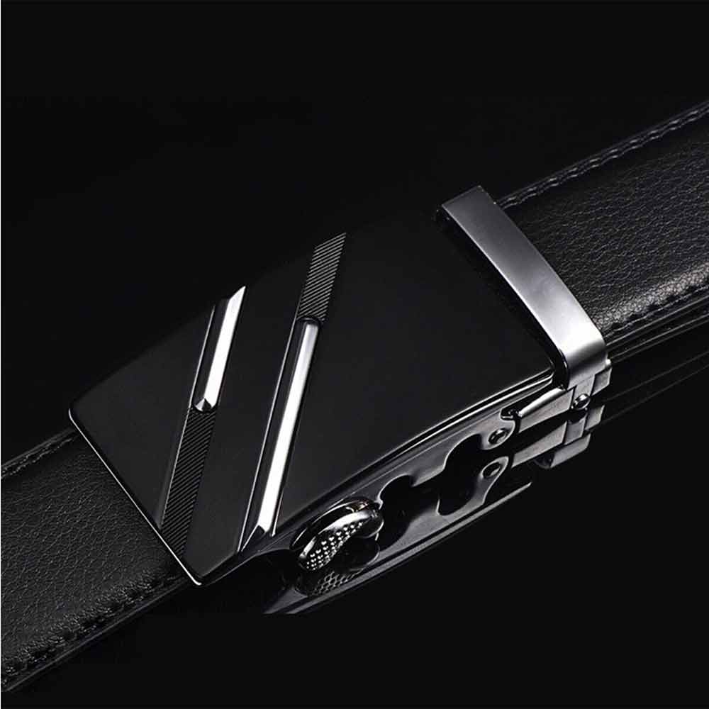 120cm Fashion Mens Leather Ratchet Belt Automatic Buckle Waistband Waist Strap