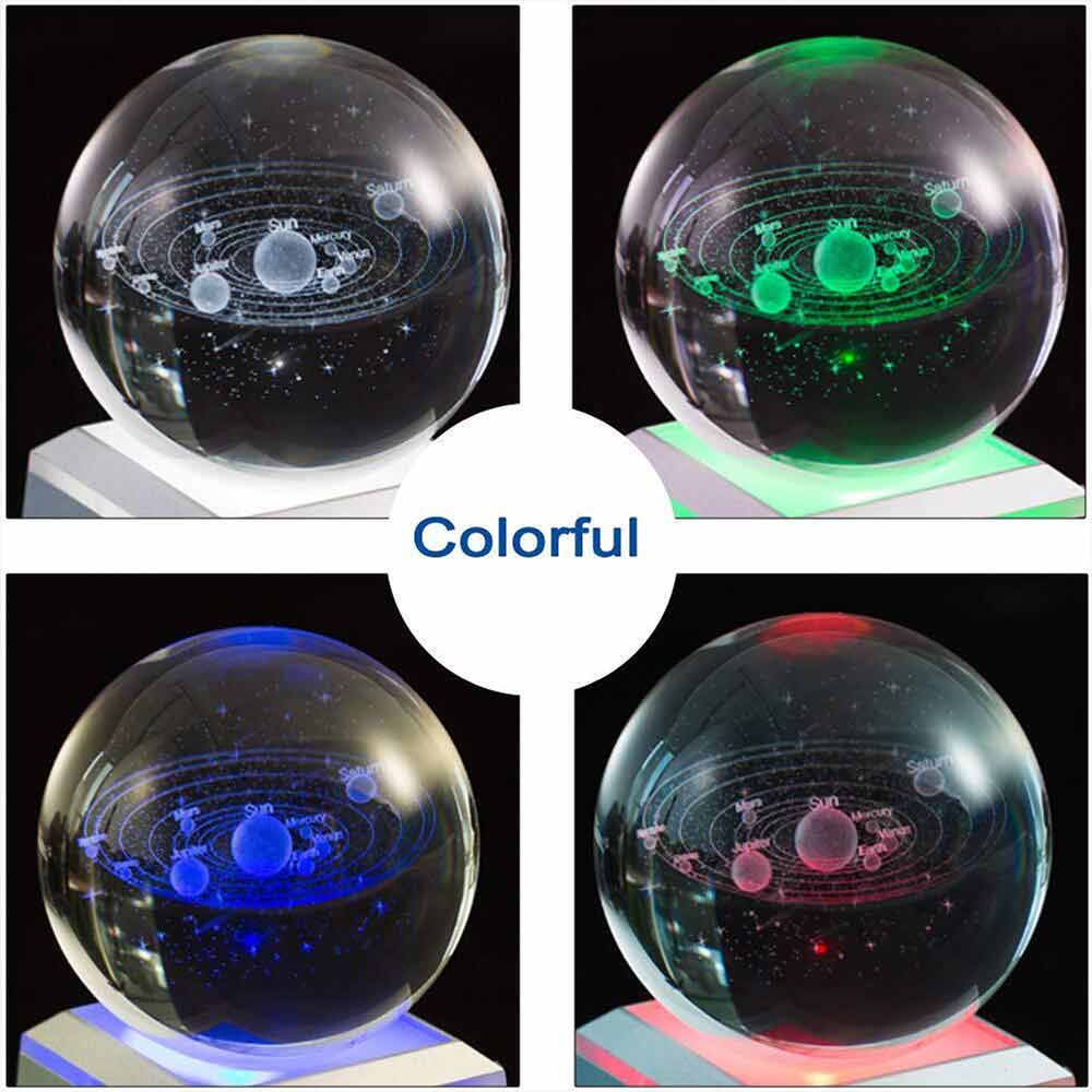 3D Crystal Ball Table Lamp 6CM Moon Planet Globe LED Night Light Home Decor Gift
