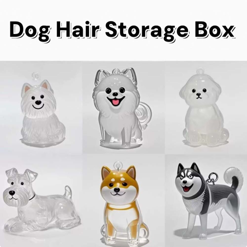 3pcs Dog Hair Storage Box Keychain Hanging Puppy Pet Hair Pendants Keyring DIY