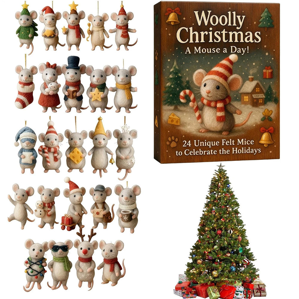 2025 Christmas Mouse Advent Calendar - 2D Acrylic Winter Holiday Countdown Decor