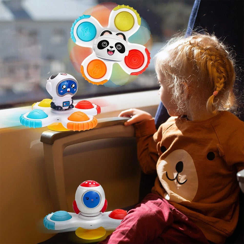 Baby Toys 3pcs Fidget Spinner Space Bath Spinner Space Suction Cup Fun Play Set