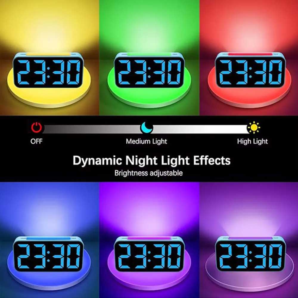 Digital Alarm Clock for Heavy Sleeper Bedroom LED Display Night Light w/ Shaker