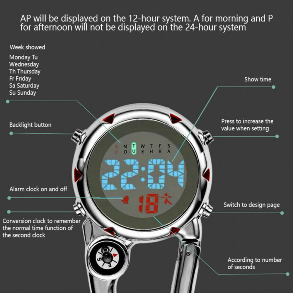 Clip-On Carabiner Fob Watch for Medical & Outdoor Professionals – Paramedic, Nurse, Chef, Hiker
