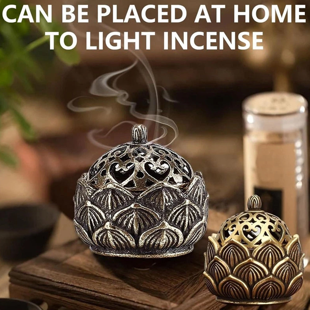 2-Piece Small Lotus Incense Burner Set – Elegant Holder for Sticks and Cones