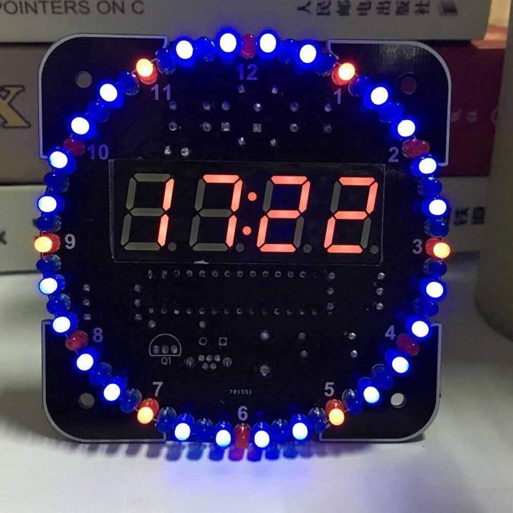 DIY Rotating Digital LED Electronic Digital Clock Temperature Display KIT + Case