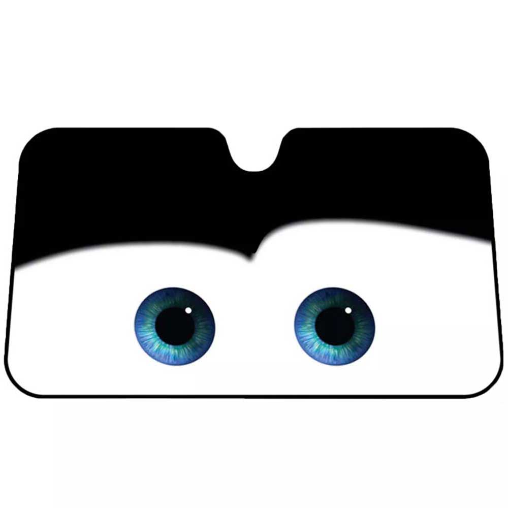Cartoon Eye Car Windshield Sun Shade – Grey Face Design, 130x70cm UV Protection for SUV & Sedan