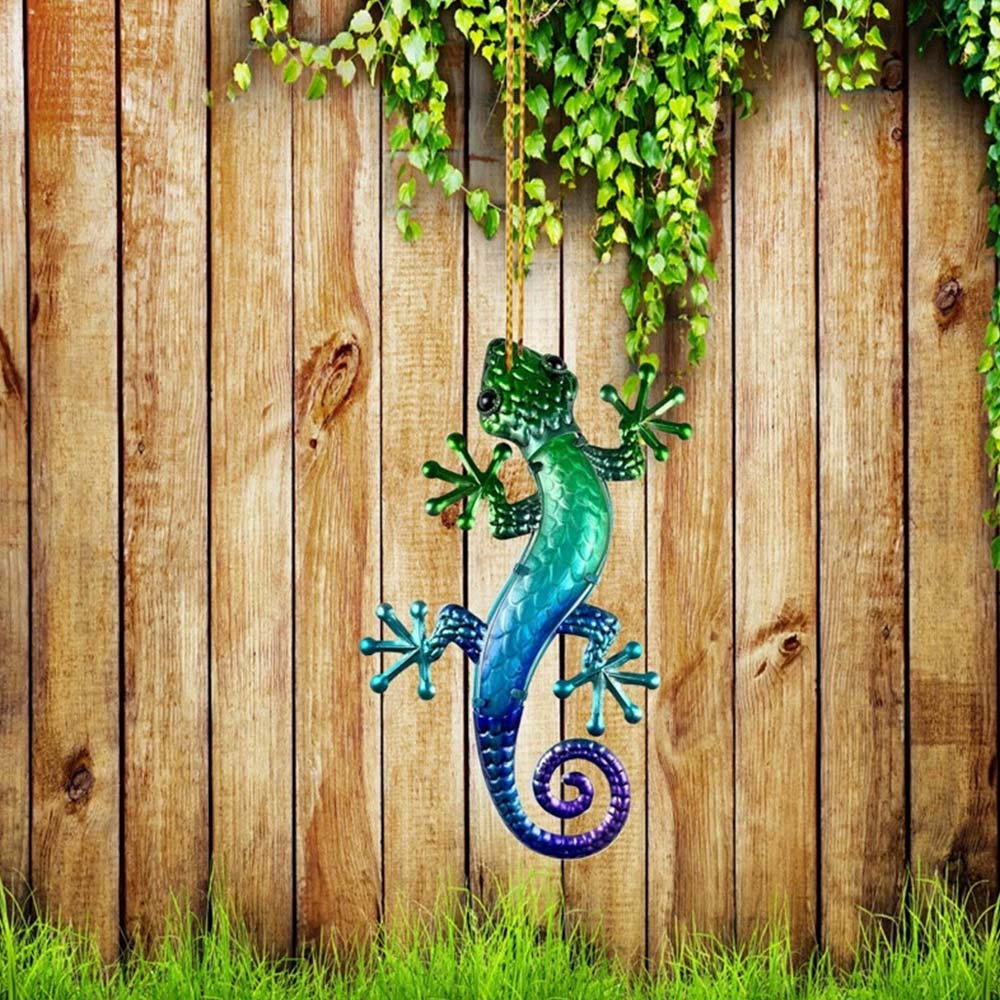 4X Colourful Gecko Garden Art – Acrylic Lizard Wall Hanging Fence Ornament Decor