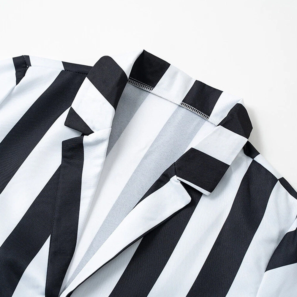 3pcs Set Men Beetlejuice Costume Spooky Halloween Cosplay Costume Adults