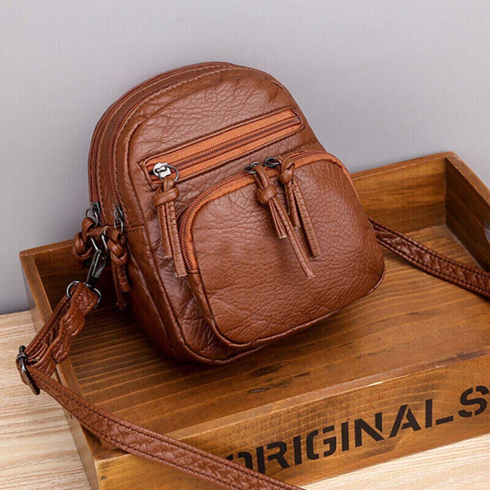 Hot Women PU Leather Crossbody Bag Small Multi Layer Large Capacity Phone Bag