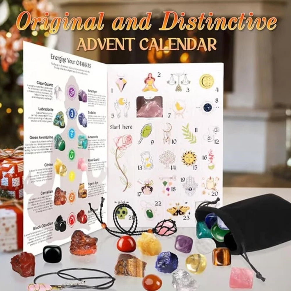 Crystal Advent Calendar 2025 - 24 Days Healing Stones & Mineral Countdown Gift