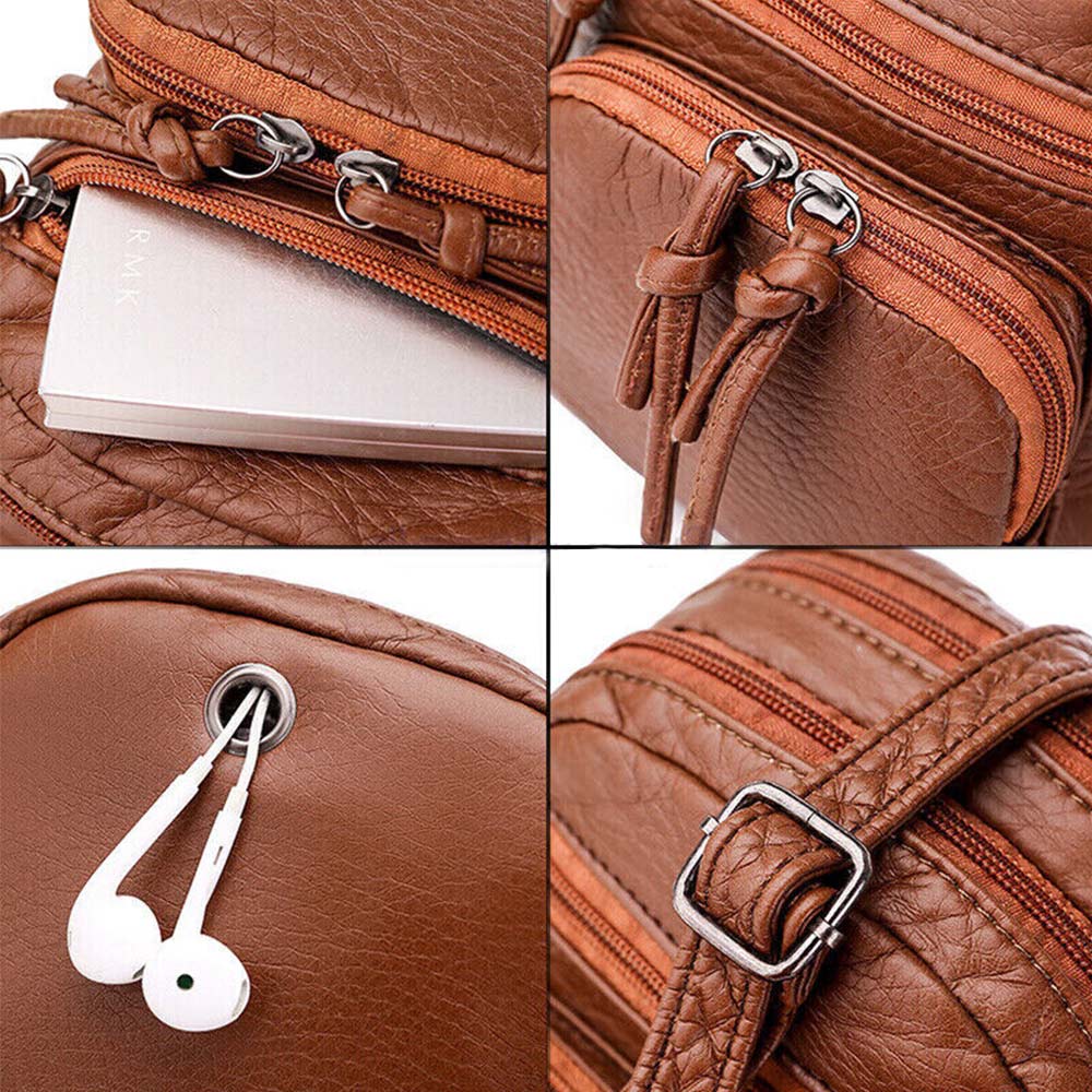 Hot Women PU Leather Crossbody Bag Small Multi Layer Large Capacity Phone Bag