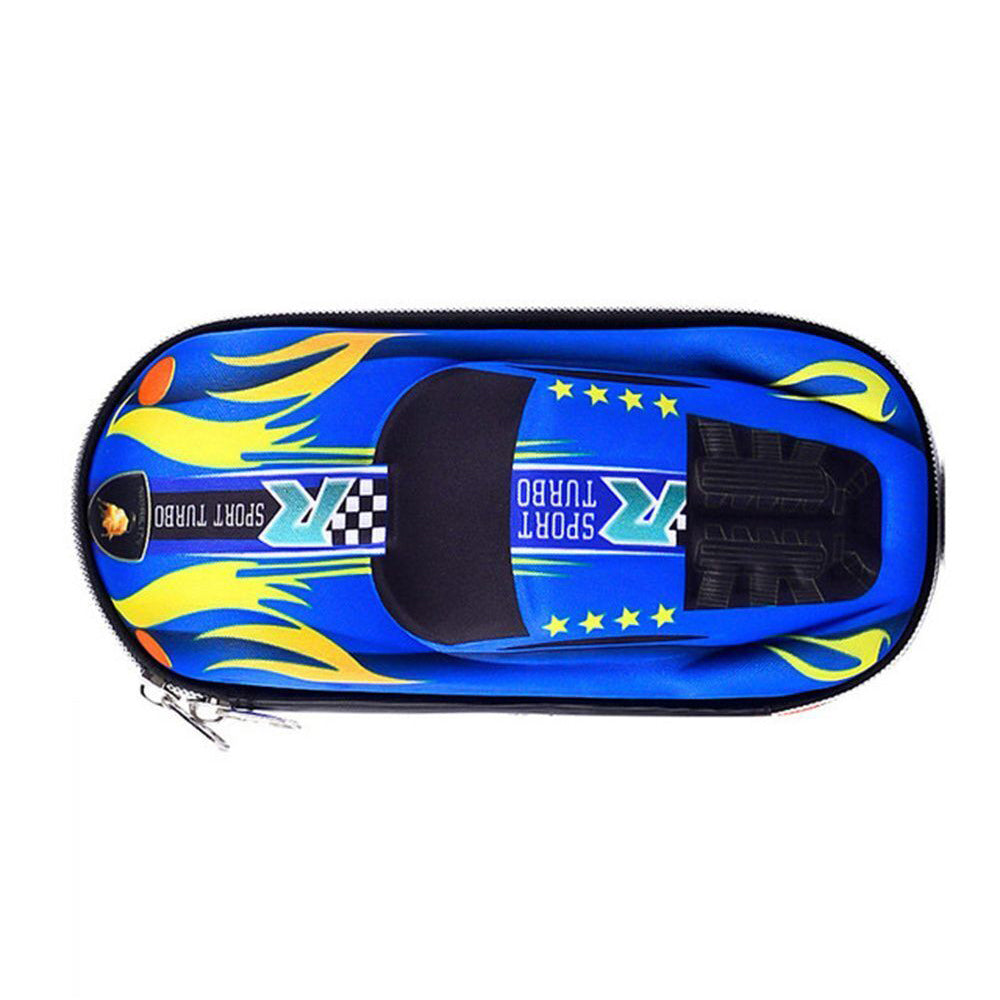 Cartoon Racing Car Pencil Box Holder with Hidden Storage Pockets Gift