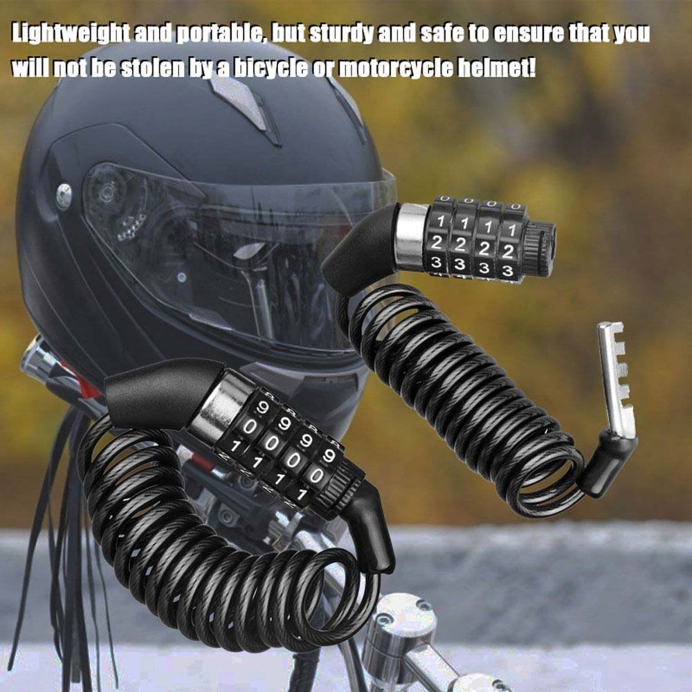 Helmet Lock Chain 4 Digit Password Combination Bike Motorcycle Anti-theft Lock