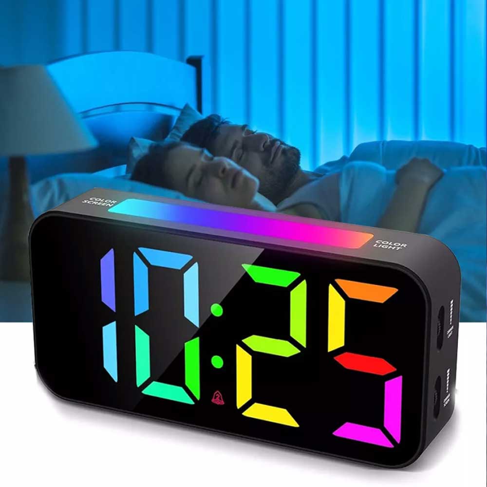 Digital Alarm Clock for Heavy Sleeper Bedroom LED Display Night Light w/ Shaker