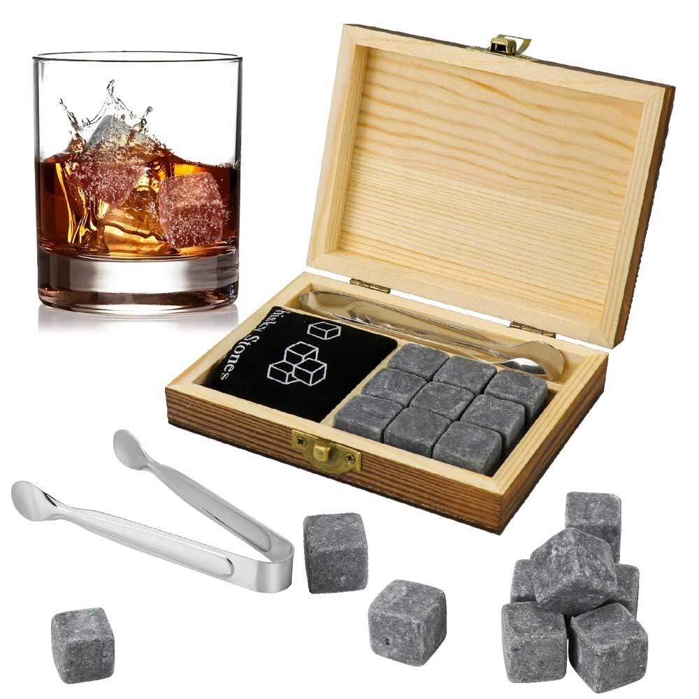 Whiskey stones Fine Wooden Box Set Father's Day Gift