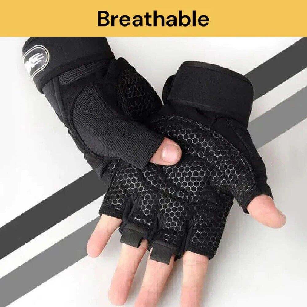 Unisex Half Finger Gloves Cycling Bicycle Gym Workout Training Anti Slip Padded