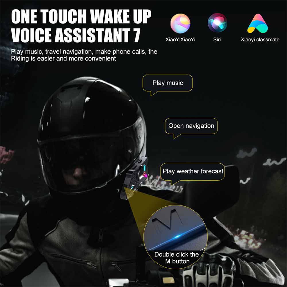 LED Bluetooth Motorcycle Helmet Headset Speaker Wireless Motorbike Headphone