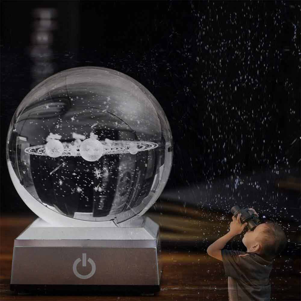 3D Crystal Ball Table Lamp 6CM Moon Planet Globe LED Night Light Home Decor Gift